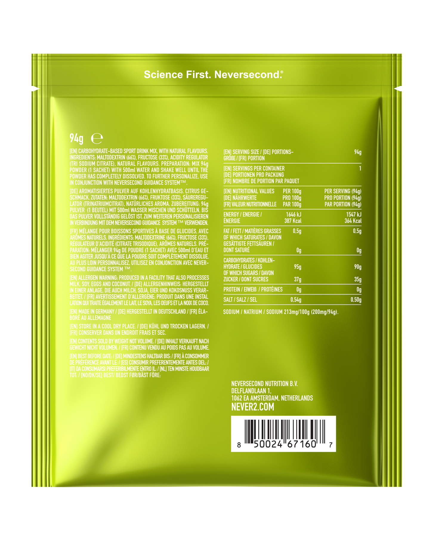 Neversecond C90 High Carb Drink Mix - Citrus